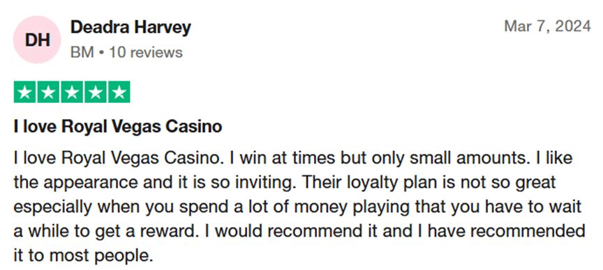 Deadra Harvey casino testimonial